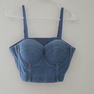 Denim Bustier with Removable Straps